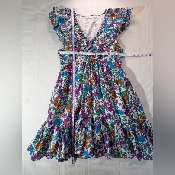Anthropologie Roller Rabbit Blomst Dress V Neck Ruffle Sleeves Sz M Preppy - Picture 8 of 8